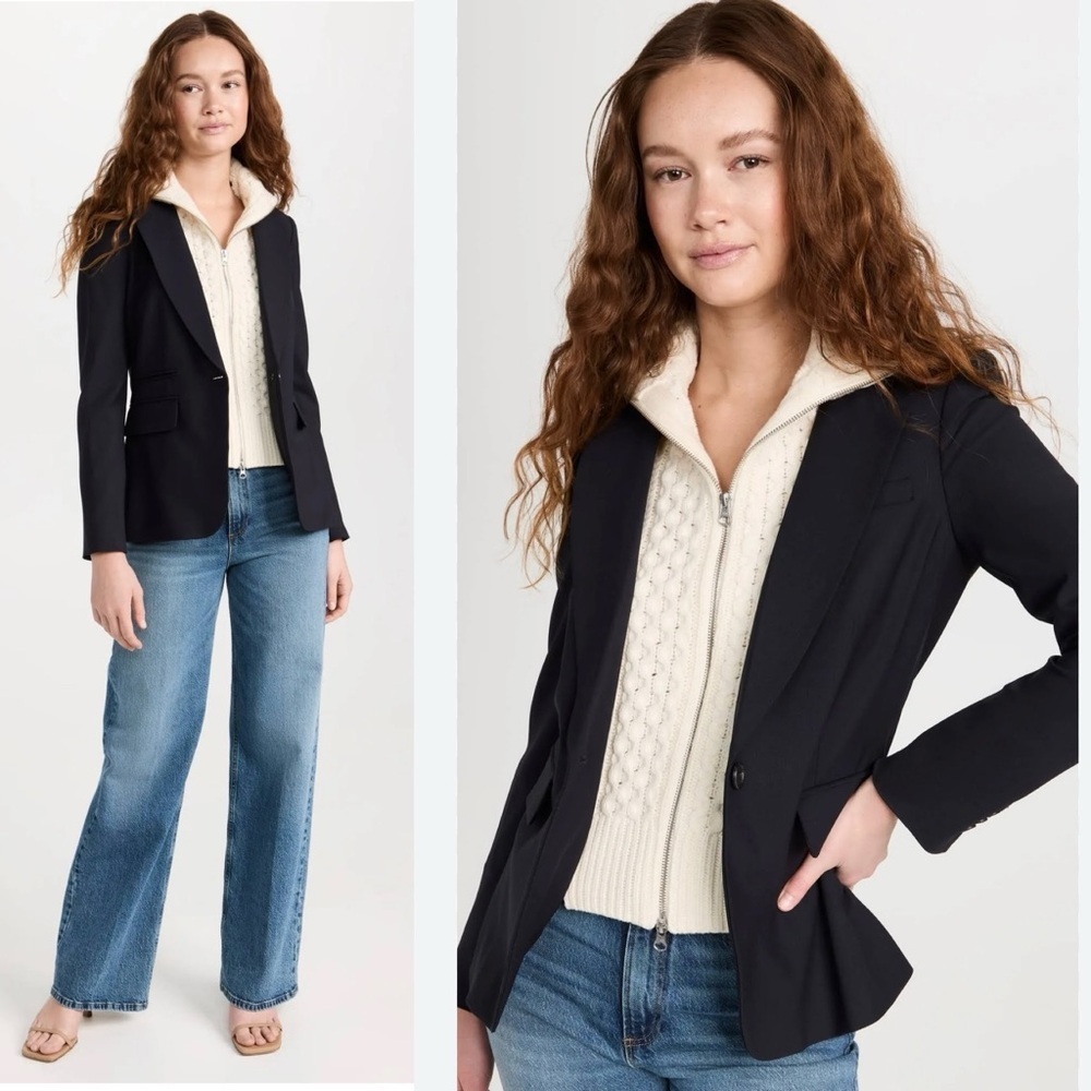 NWOT Veronica Beard Scuba Classic Blazer W Dickey Insert And Cuffs Size 4 - Picture 2 of 12